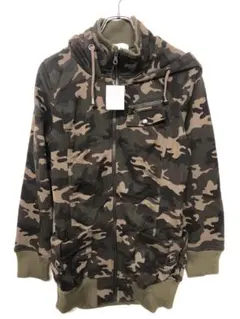 00s 迷彩柄 スウェット フード付 スタンドカラー ジップアップジャケット