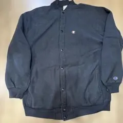 90s 刺繍タグ　champion スナップ　カーディガン　黒　XL USA