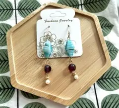 ハンドメイド　チェコビーズピアス　ステンレス　NO.2614