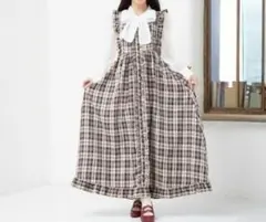 新品 しまむら × 皆方由衣 コラボ チェックフリルジャンパースカート