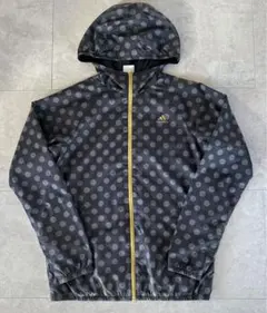 adidas フード付きウィンドブレーカー グレー・ドット