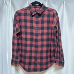 GU シャツ チェック 長袖 レッド S