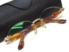 値引交渉歓迎】【新同☆Kujo】K18金無垢本鼈甲眼鏡☆カラーコート済 