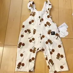 新品❤️肩フリル付き　サロペット　70 さくらんぼ 　くま