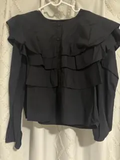 ZARA フリル付き 長袖シャツ ブラック