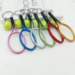 テニスラケット キーホルダー 6色セット ボール テニス部 お揃い 可愛いのサムネイル