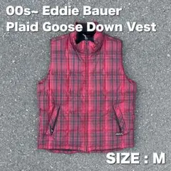 エディーバウアー チェック柄 ダウンベスト