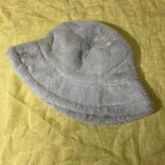 ファーバケットハット ベージュ もこもこ ふわふわ 秋冬用帽子