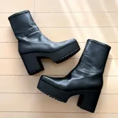 EVOL イーボル 厚底 ストレッチ ブーツ ブラック Lサイズ ヒール9cm