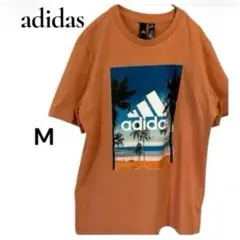 adidas 아디다스 티셔츠 오렌지 × 블루 남성 M 반팔