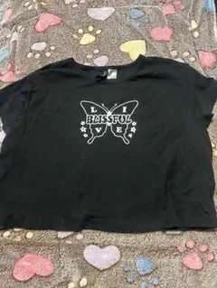 H&M DIVIDED 蝶々プリント Tシャツ ブラック Lのサムネイル