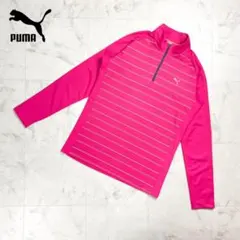 美品PUMA ゴルフウェア ハーフジップジャケット ピンク サイズ0*FD743