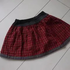 【新品未使用】ファミリア 赤チェック×グレー リバーシブルスカート