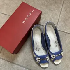REGAL 青 オープントゥ パンプスのサムネイル