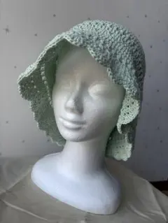 ハンドメイド バケットハット 透かし模様 レディース ミントグリーン