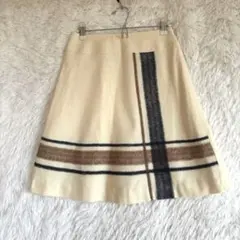 エムズグレイシー 膝丈スカート チェック オフホワイト 36 上品 オフィス