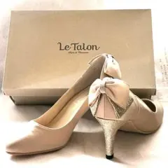 ルタロンパンプス LeTalon サテンラメリボン　ベージュ 23.5cm 人気
