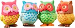 フクロウ置物　小物　棚　おしゃれ　インテリア　4つセット