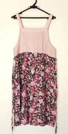 花柄ジャンパースカート　フリーサイズ　リメイク