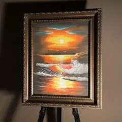 ☆秀作☆手書き油絵 ゴッホ 種蒔く人 肉筆絵画 額付き インテリア 油彩