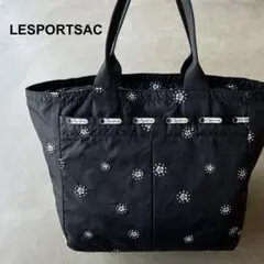 【LESPORTSAC】レスポートサック　トートバッグ　黒　ブラック　刺繍のサムネイル