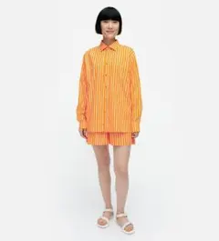未使用marimekko オレンジ✖️ベージュ ストライプ長袖シャツ S 2025年最新】marimekko レディース 長袖 シャツ・ブラウスの人気
