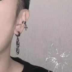 シルバー フープピアス メンズ レディース シンプル チェーン