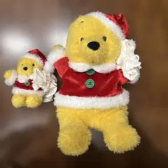 プーさん ぬいぐるみパペット　ぬいぐるみバッジ　サンタ
