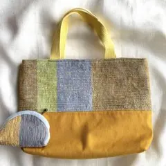 裂き織り　トートバック　ハンドメイド　ポーチセット