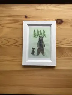 水彩画 クマと子グマ ポストカード
