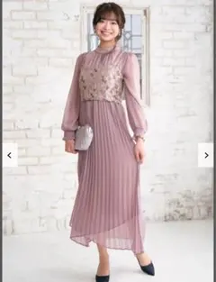 パープル刺繍クロップドトップスロングドレス