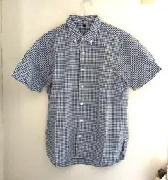 【未着用】無印良品＊ボタンダウン半袖シャツ L ギンガムチェック サッカー生地