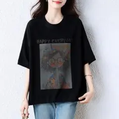 ラウンドネック Tシャツ 可愛い プリント おしゃれ度高め カジュアル
