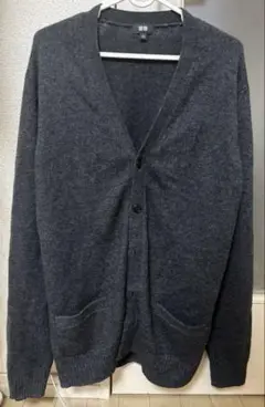 【美品】UNIQLO ユニクロ　ダークグレー カーディガン L 制服　仕事着