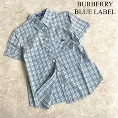 BURBERRY BLUE LABEL コットン ロゴ刺繍 チェック 半袖シャツ