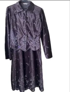 紫色 刺繍入り ベルベットスーツセット