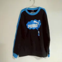 PUMA キッズ150 黒 青 ロゴ 長袖 スウェット 厚手 秋冬 スポーティー