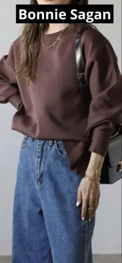 Bonjur Sagan パレルスリーブサイドリブニットプルオーバー