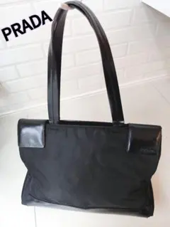 ヴィンテージ PRADA プラダ ナイロン×本革 レザー トートバッグ 黒