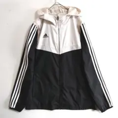 308　adidas　薄手ウインドブレーカー　M　白　黒　US古着