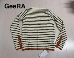 新品タグ付き GeeRA ボーダー リブニット 袖ボタン付き
