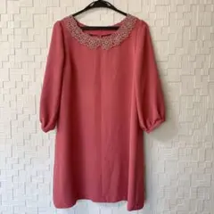 着物リメイク チュニック ワンピース タティングレース 襟付き