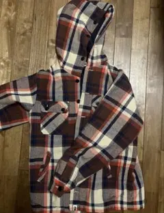 エイプcpoフランネルチェックフードジャケット