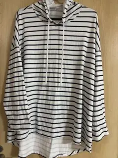 【SHEIN】ボーダー柄 フード付き カットソー 長袖 XL ゆったり
