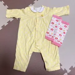 【ミキハウス】カバーオール 70 ＆ レッグウォーマー セット 日本製 女の子
