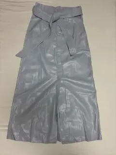 ZARA フェイクレザーブルー ロングスカート XS