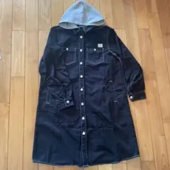 Olive des Oliveフード付きブラックデニムワンピースMサイズ