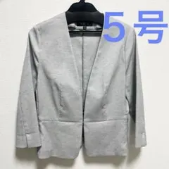 INDIVI ノーカラージャケット　ペプラム　グレー　５号のサムネイル