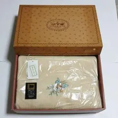 WOODYNOTE 暖かいウール混シングルフラットボアシーツ　花柄刺繍入り