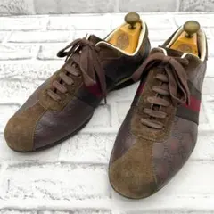 グッチ ローカットスニーカー シマ シェリーライン レザー スエード 26.0